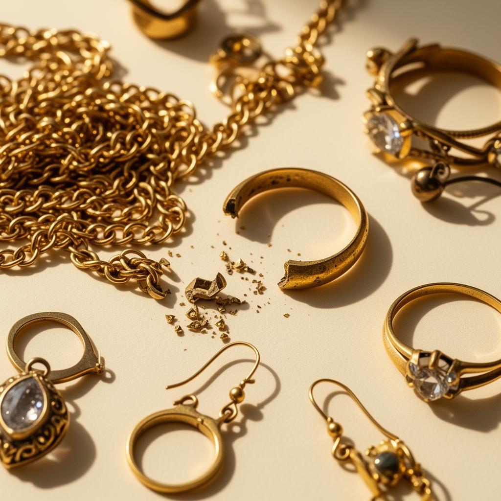 Gouden sieraden en objecten op donker fluweel, klaar voor beoordeling